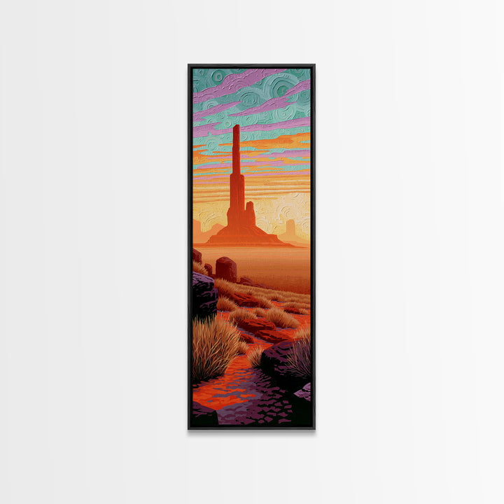 Monument Valley Silhouette Canvas Print, Southwestern Art, Room Decor, Southwestern Decor, Fine Art, Mesa, Digital Wall Art, SOU-1x3-94