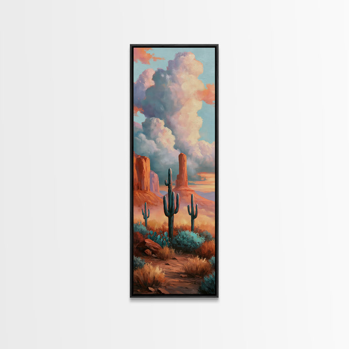 Desert Storm Clouds Framed Canvas Print, Southwestern Art, Western Home Decor, Southwestern Decor, Fine Art, Mesa, Room Decor, SOU-1x3-96