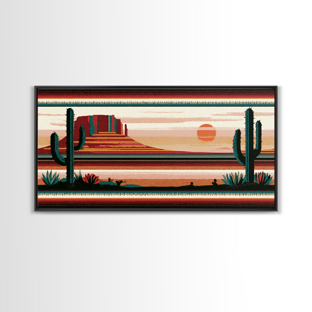 Navajo Geometric Pattern Canvas Print, Southwestern Art, Painting, Southwestern Decor, Abstract Art, Mesa, Tapestry Wall Art, SOU-2x1-48