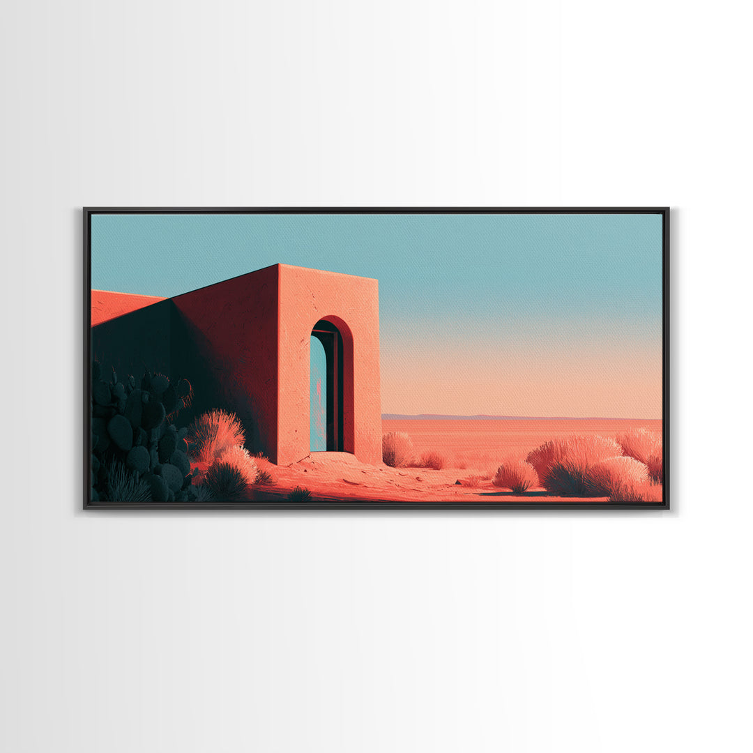 Adobe Doorway with Turquoise Blue Shadow Canvas Print, Southwestern Art, Boho Wall Art, Southwestern Decor, Fine Art, Mesa, SOU-2x1-73