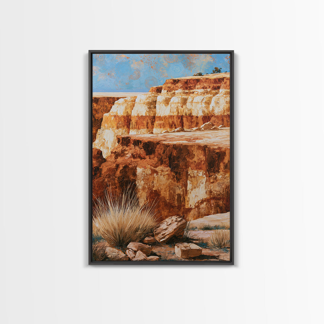 Abstract Canyon Layers Canvas Print, Southwestern Art, Wall Decor, Southwestern Decor, Oil Painting, Mesa, Boho Decor, SOU-2x3-50