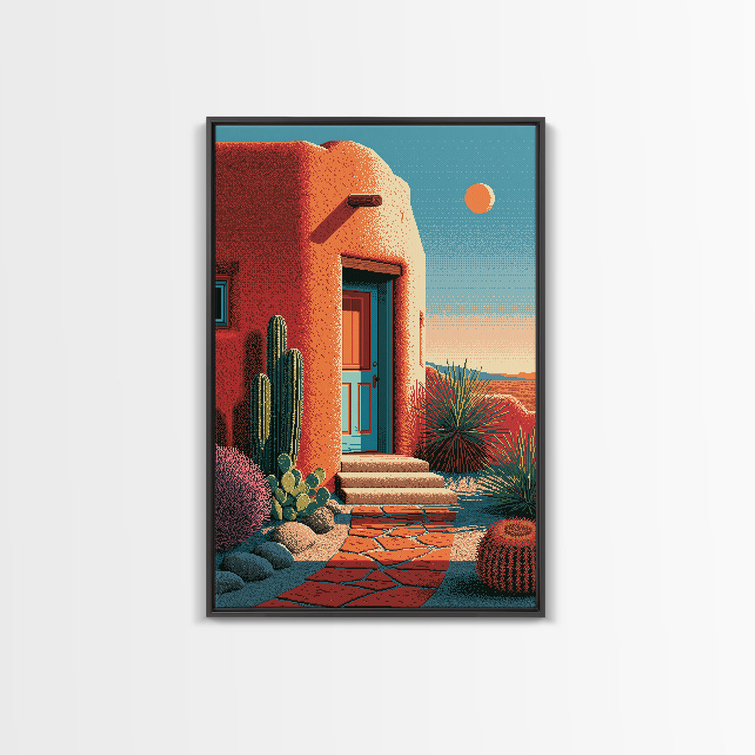 Adobe Doorway with Turquoise Blue Shadow Canvas Print, Southwestern Art, Western Decor, Southwestern Decor, Fine Art, Mesa, SOU-2x3-61