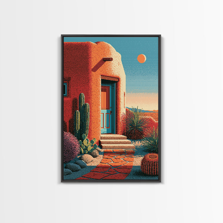 Adobe Doorway with Turquoise Blue Shadow Canvas Print, Southwestern Art, Western Decor, Southwestern Decor, Fine Art, Mesa, SOU-2x3-61