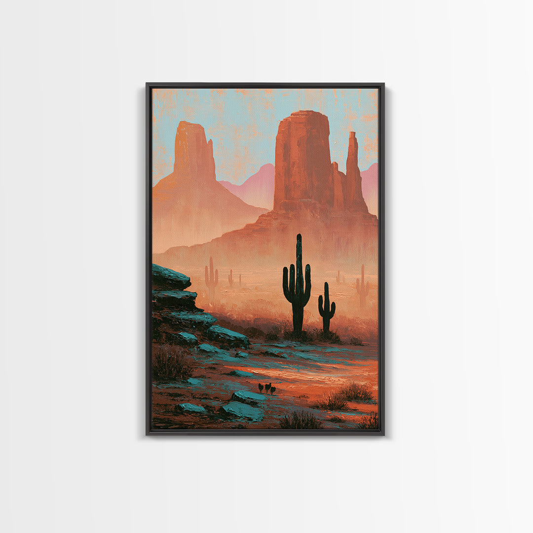 Monument Valley Silhouette Canvas Print, Southwestern Art, Oil Painting, Southwestern Decor, Fine Art, Mesa, Oil Paintings, SOU-2x3-66