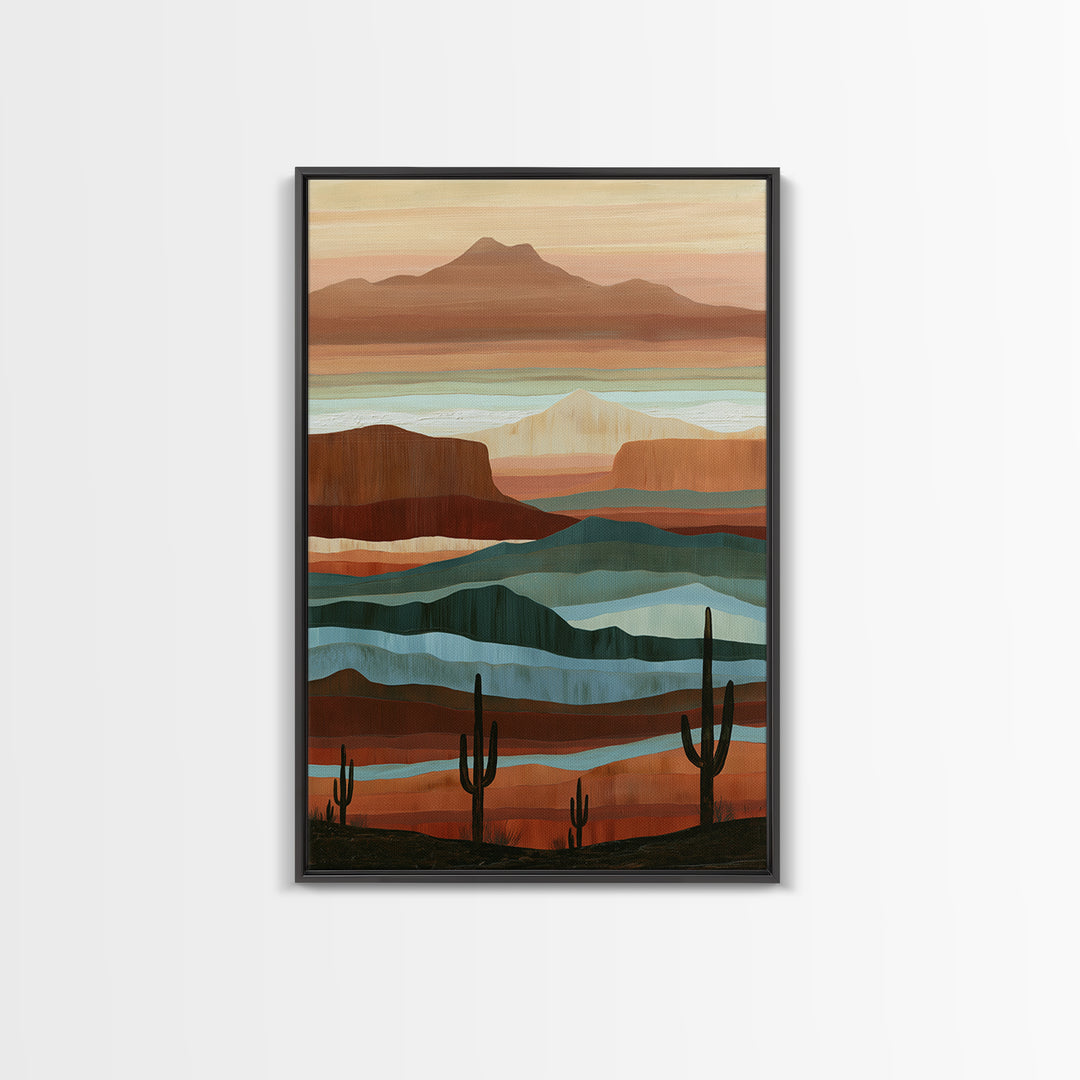 Abstract Canyon Layers Framed Canvas Print, Southwestern Art, Large Wall Art, Southwestern Decor, Mesa, Farmhouse Wall Art, SOU-2x3-74