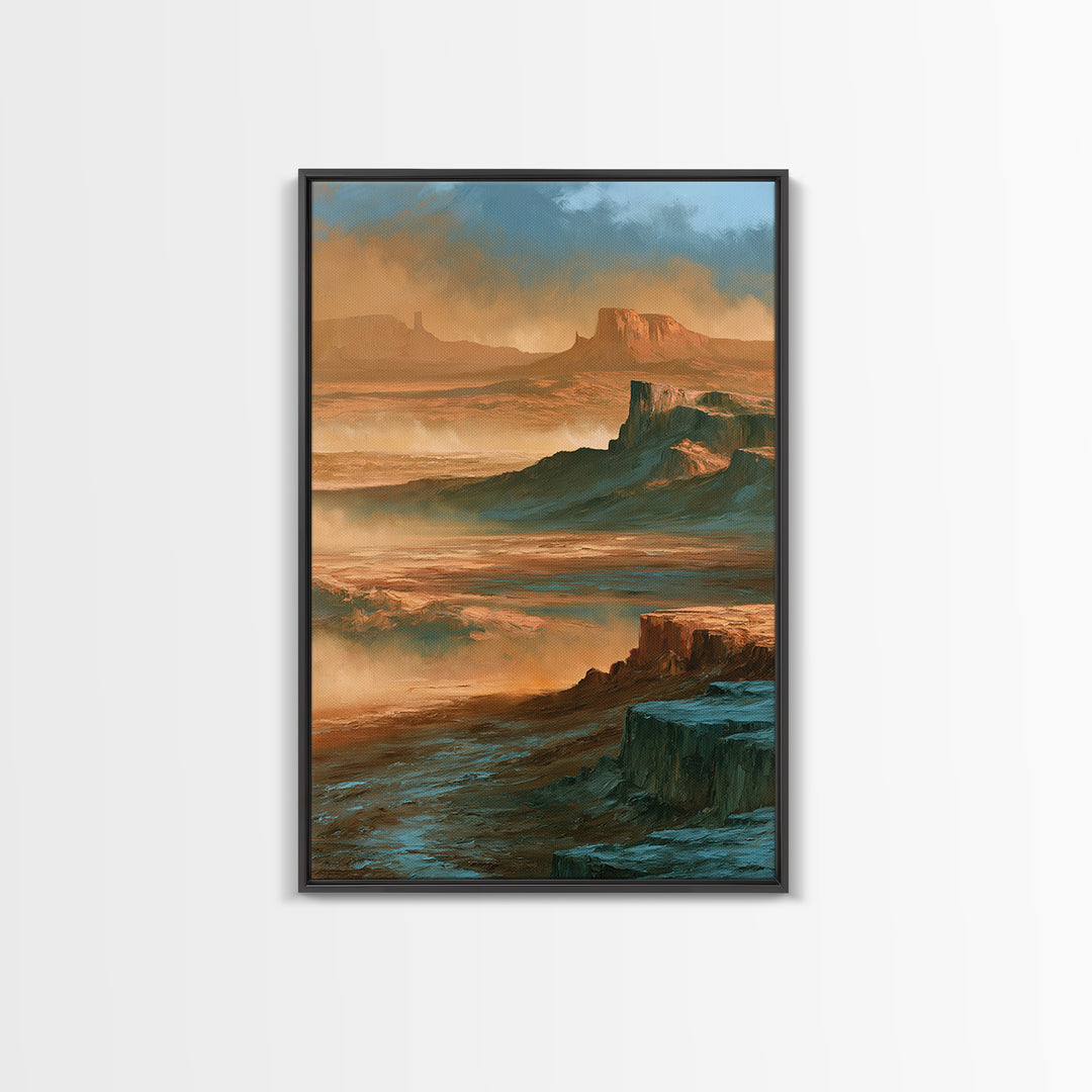 Desert Mesas in Terracotta and Turquoise Canvas Print, Southwestern Art, Farmhouse Wall Art, Southwestern Decor, Fine Art, Mesa, SOU-2x3-81