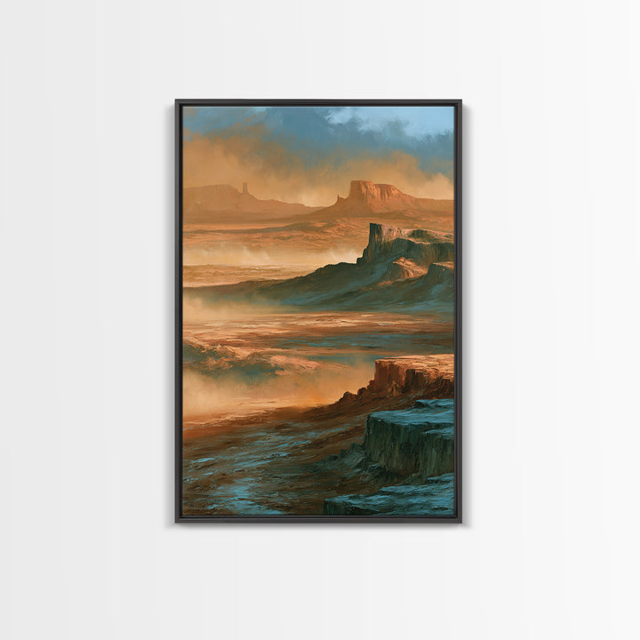Desert Mesas in Terracotta and Turquoise Canvas Print, Southwestern Art, Farmhouse Wall Art, Southwestern Decor, Fine Art, Mesa, SOU-2x3-81