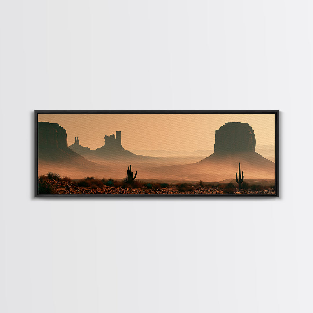 Monument Valley Silhouette Framed Canvas Print, Southwestern Art, Farmhouse Wall Art, Southwestern Decor, Fine Art, Mesa, SOU-3x1-74