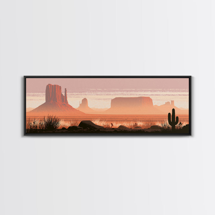 Monument Valley Silhouette Canvas Print, Southwestern Art, Western Art, Southwestern Decor, Oil Painting, Mesa, SOU-3x1-98