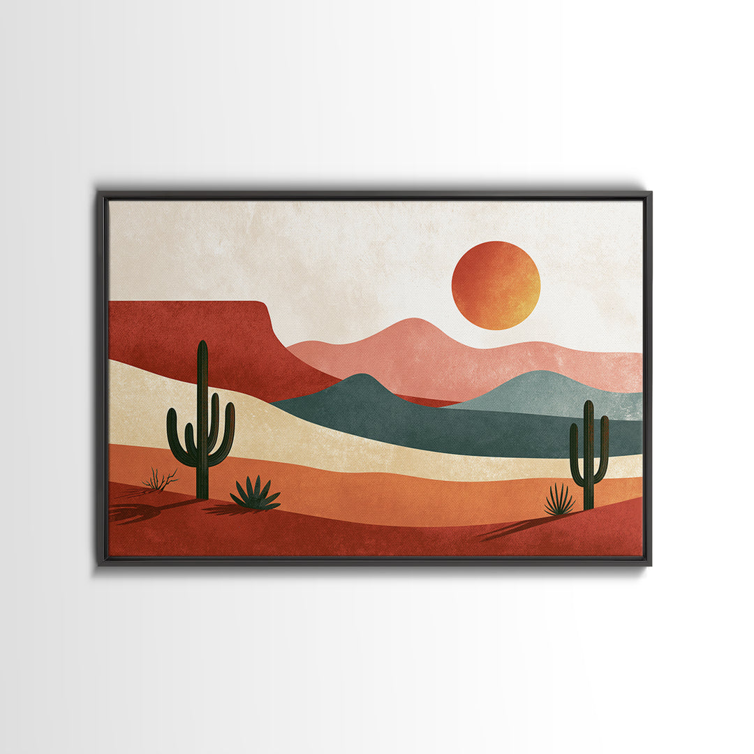 Abstract Canyon Layers Framed Canvas Print, Southwestern Art, Landscape Painting, Southwestern Decor, Watercolor Art, Mesa, SOU-3x2-70