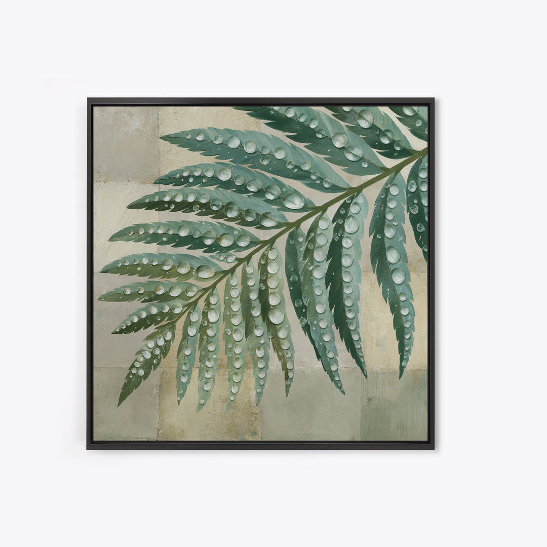 Fern Leaf Closeup Framed Canvas Print, Spa Art, Dog Wall Art, Spa Decor, Watercolor Art, Serenity, Dog Canvas, SPA-1x1-11