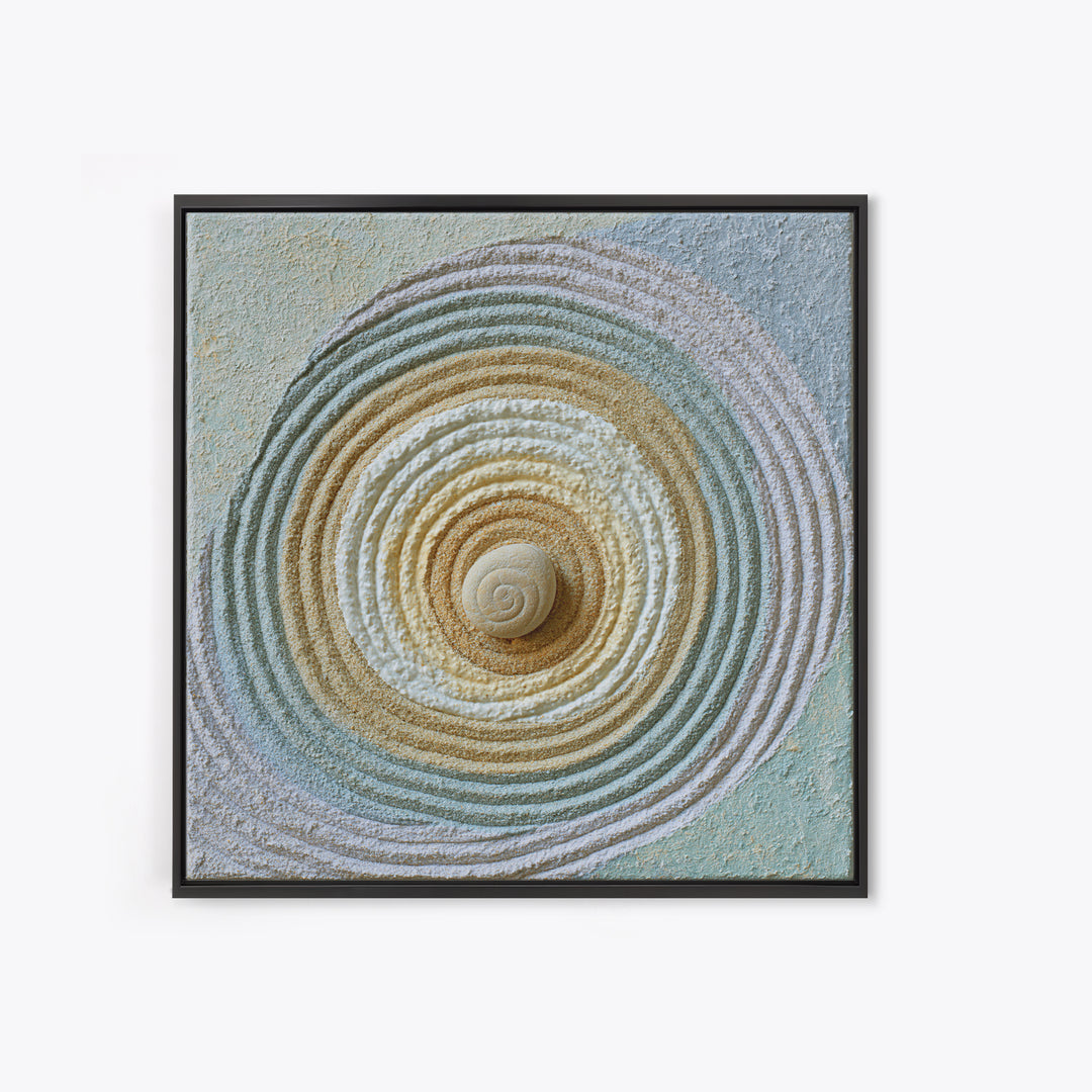 Sand Garden Lines Framed Canvas Print, Spa Art, Spa Decor, Oil Painting, Serenity, Minimalist Art, Feminine Wall Art, SPA-1x1-12