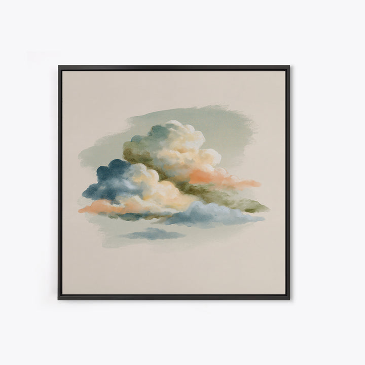 Soft Cloudscape in Cream and Sage Canvas Print, Spa Art, Wildlife Wall Art, Spa Decor, Watercolor Art, Serenity, SPA-1x1-13