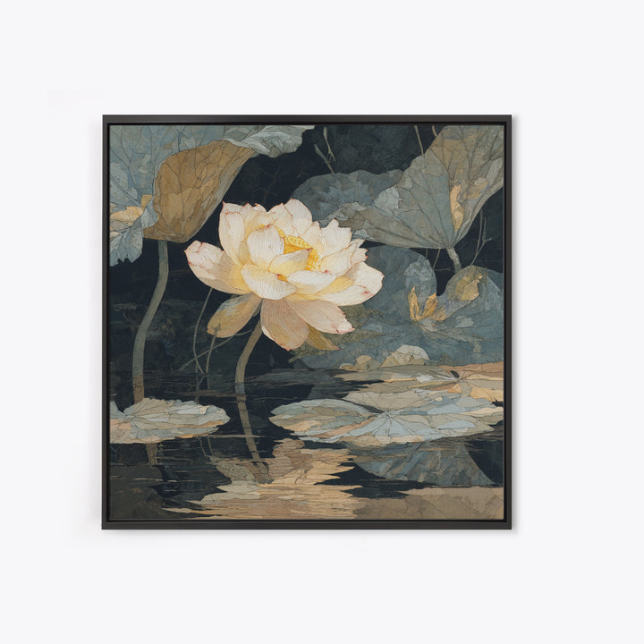 Minimal Face with Closed Eyes and Flowers Canvas Print, Spa Art, Minimalist Art, Spa Decor, Fine Art, Serenity, Tarot Card Art, SPA-1x1-19