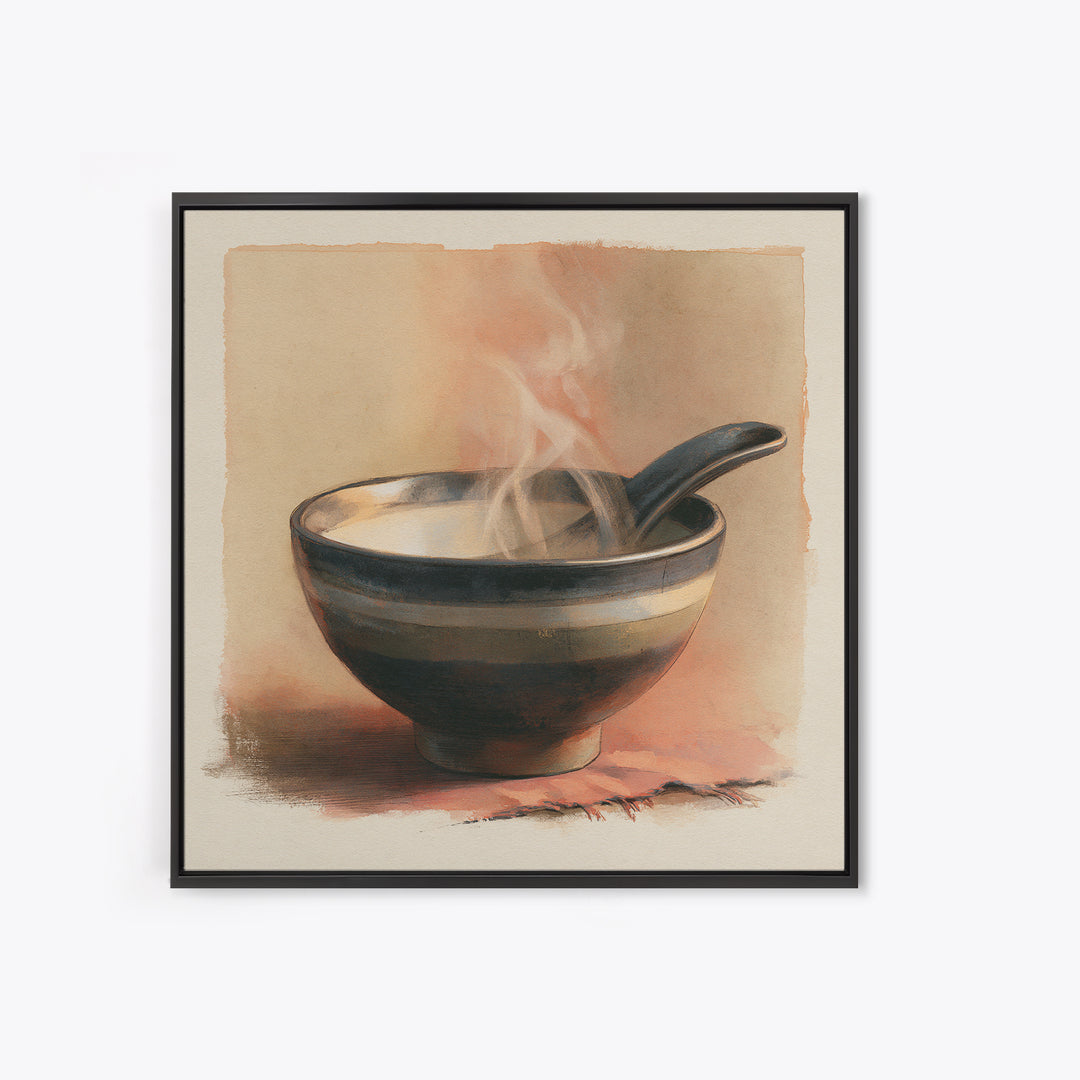 Tea Bowl and Steam Still Life Canvas Print, Spa Art, Dog Groomer Gifts, Spa Decor, Oil Painting, Serenity, Fine Art Print, SPA-1x1-22