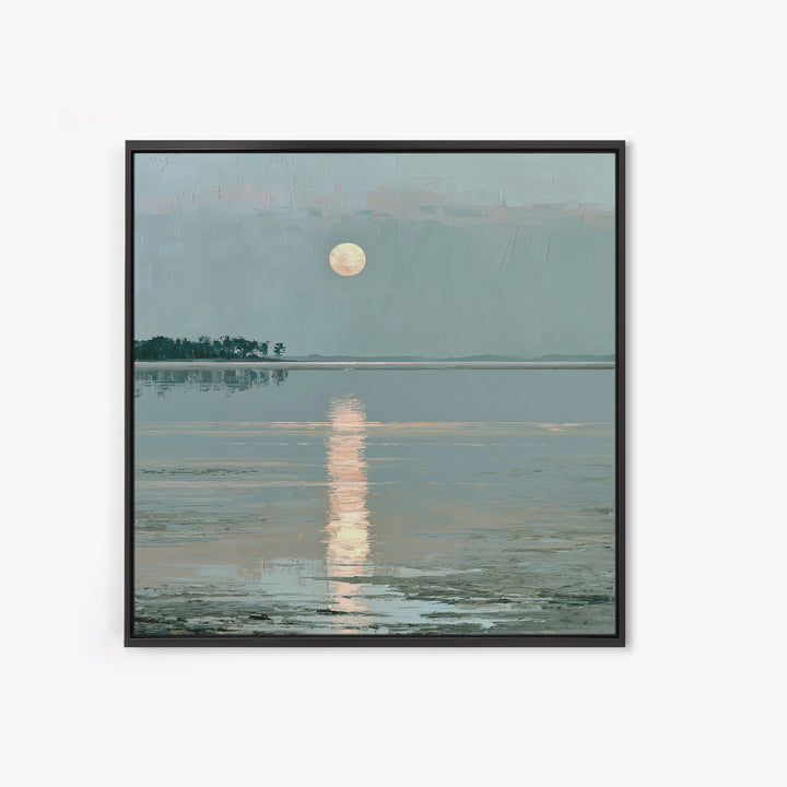 Moonlit Lake Reflection Canvas Print, Spa Art, Abstract, Spa Decor, Watercolor Art, Serenity, City Art, Spa Wall Art, SPA-1x1-23