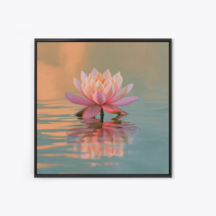 Lotus Flower Floating on Still Pond Framed Canvas Print, Spa Art, Black Woman Art, Spa Decor, Serenity, Modern Home Decor, SPA-1x1-28