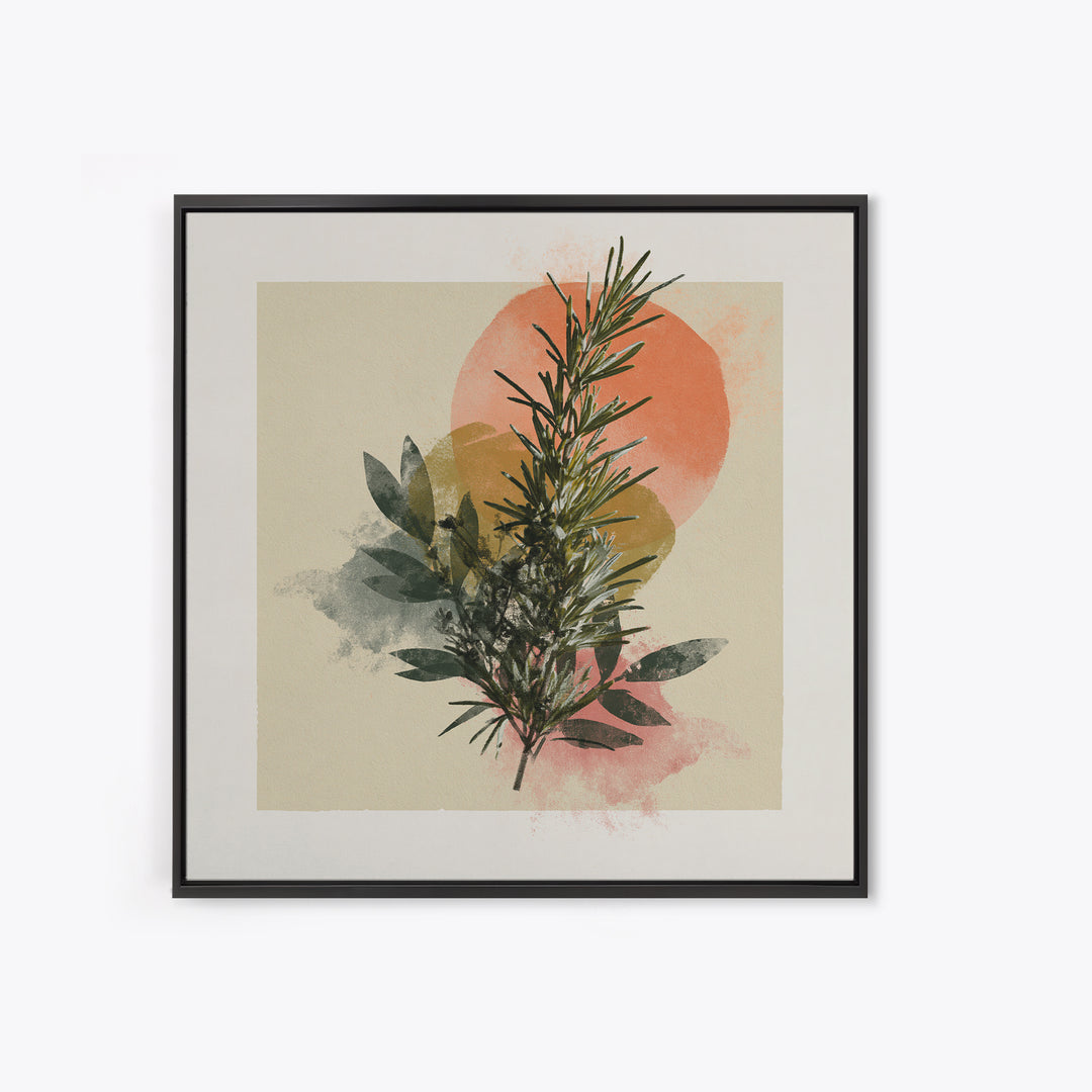 Botanical Herbal Arrangement Framed Canvas Print, Spa Art, Gallery Decor, Spa Decor, Fine Art, Serenity, Wall Art, Home Decor, SPA-1x1-38