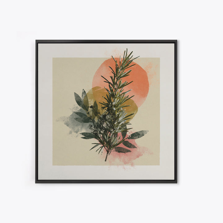 Botanical Herbal Arrangement Framed Canvas Print, Spa Art, Gallery Decor, Spa Decor, Fine Art, Serenity, Wall Art, Home Decor, SPA-1x1-38