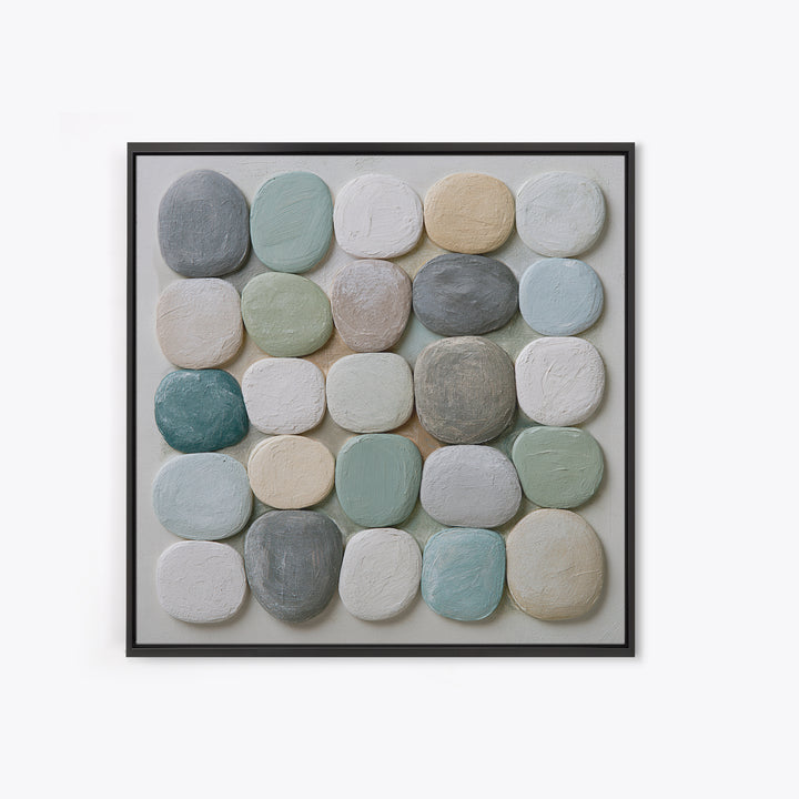 Pebble Texture Abstract Framed Canvas Print, Spa Art, Fashion Wall Art, Spa Decor, Abstract Art, Serenity, Modern Decor, SPA-1x1-39