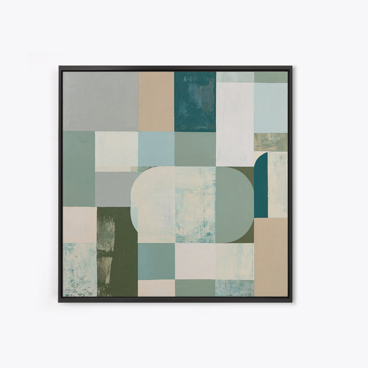 Sage and Ivory Geometric Calm Composition Canvas Print, Spa Art, Luxury Decor, Spa Decor, Abstract Art, Serenity, SPA-1x1-45