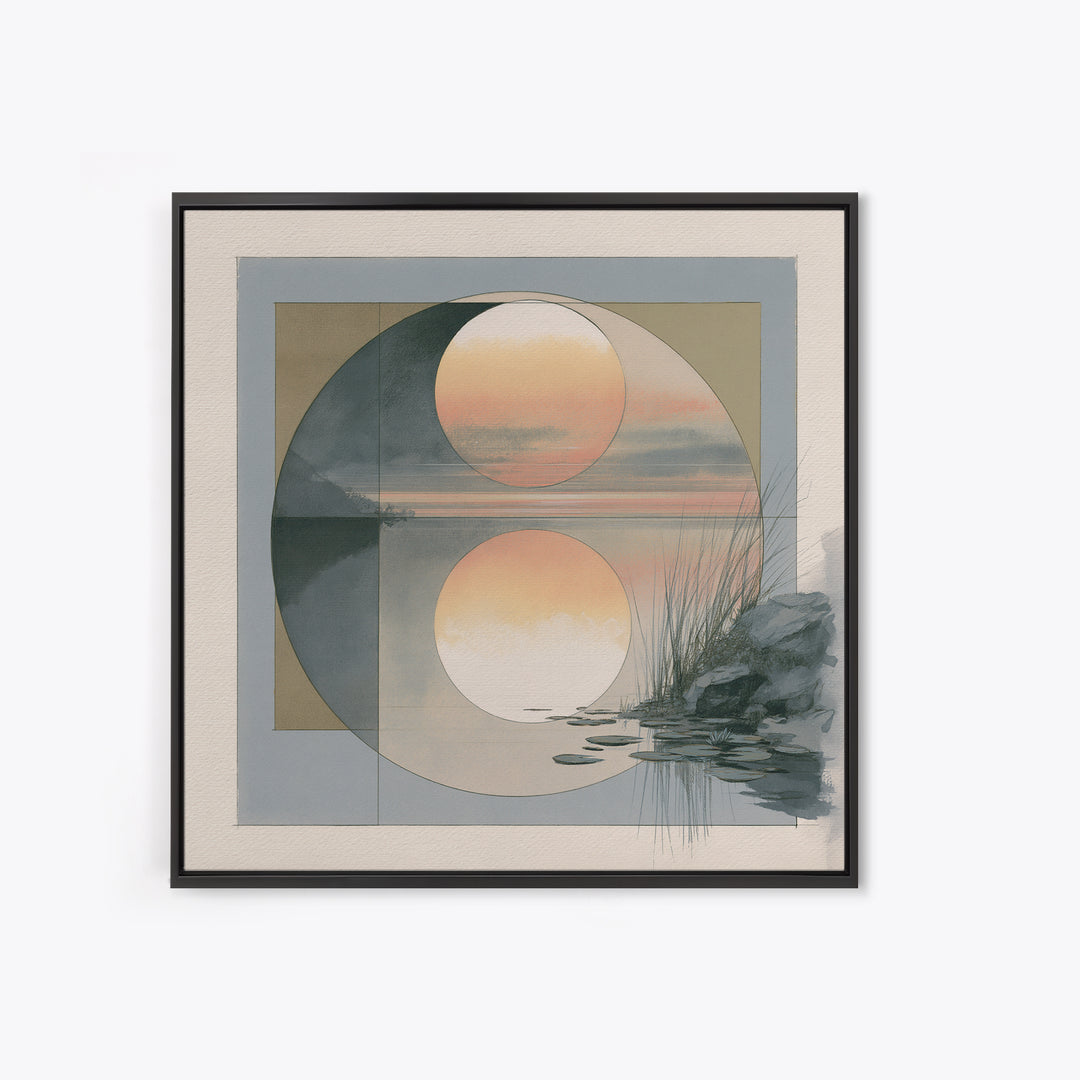 Moonlit Lake Reflection Framed Canvas Print, Spa Art, Feminine Wall Art, Spa Decor, Fine Art, Serenity, Hair Salon Wall Art, SPA-1x1-47