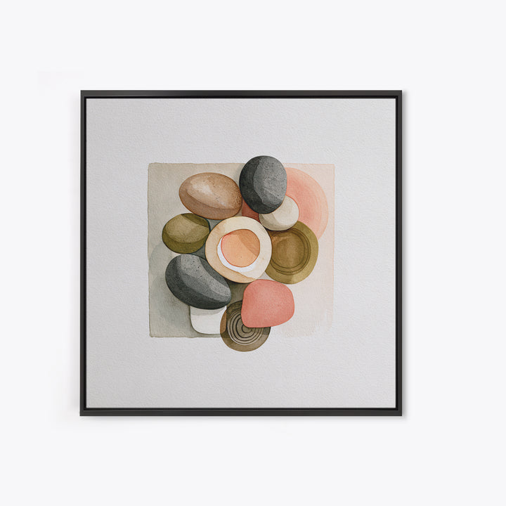 Pebble Texture Abstract Framed Canvas Print, Spa Art, Neutral Decor, Spa Decor, Fine Art, Serenity, Home Decor, Wall Decor, SPA-1x1-63