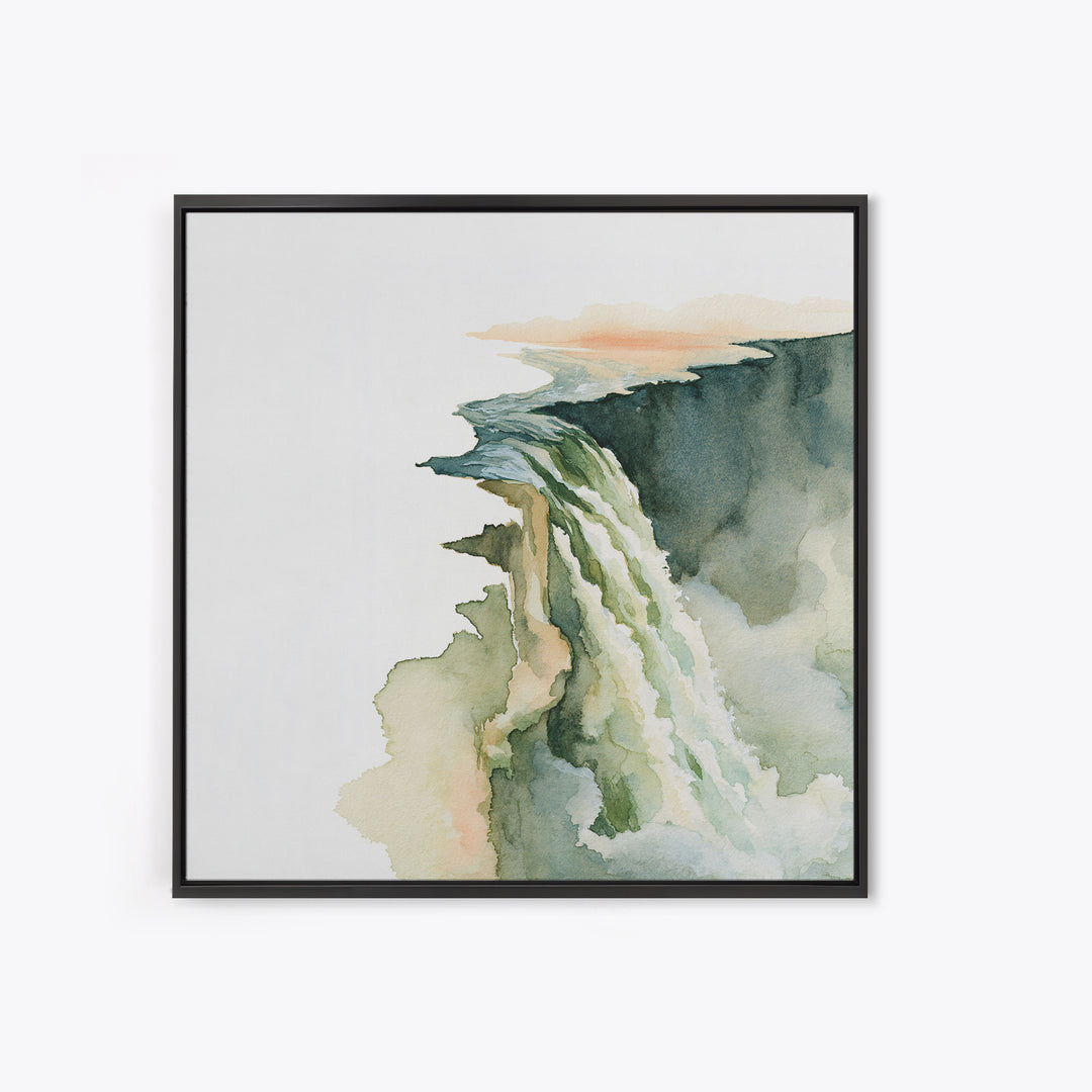 Serene Waterfall with Mist Framed Canvas Print, Spa Art, Dog Canvas, Spa Decor, Abstract Art, Serenity, Art Print, Room Decor, SPA-1x1-66