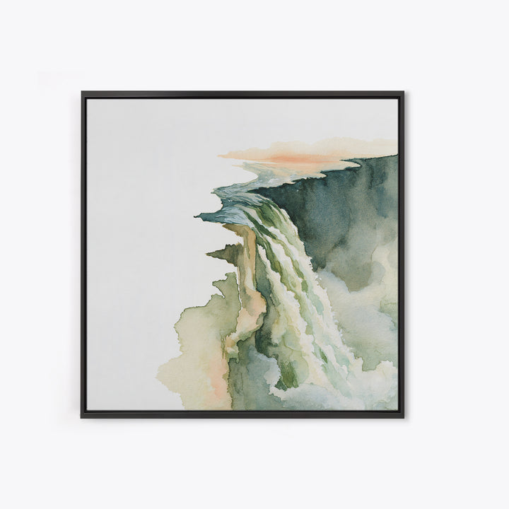Serene Waterfall with Mist Framed Canvas Print, Spa Art, Dog Canvas, Spa Decor, Abstract Art, Serenity, Art Print, Room Decor, SPA-1x1-66