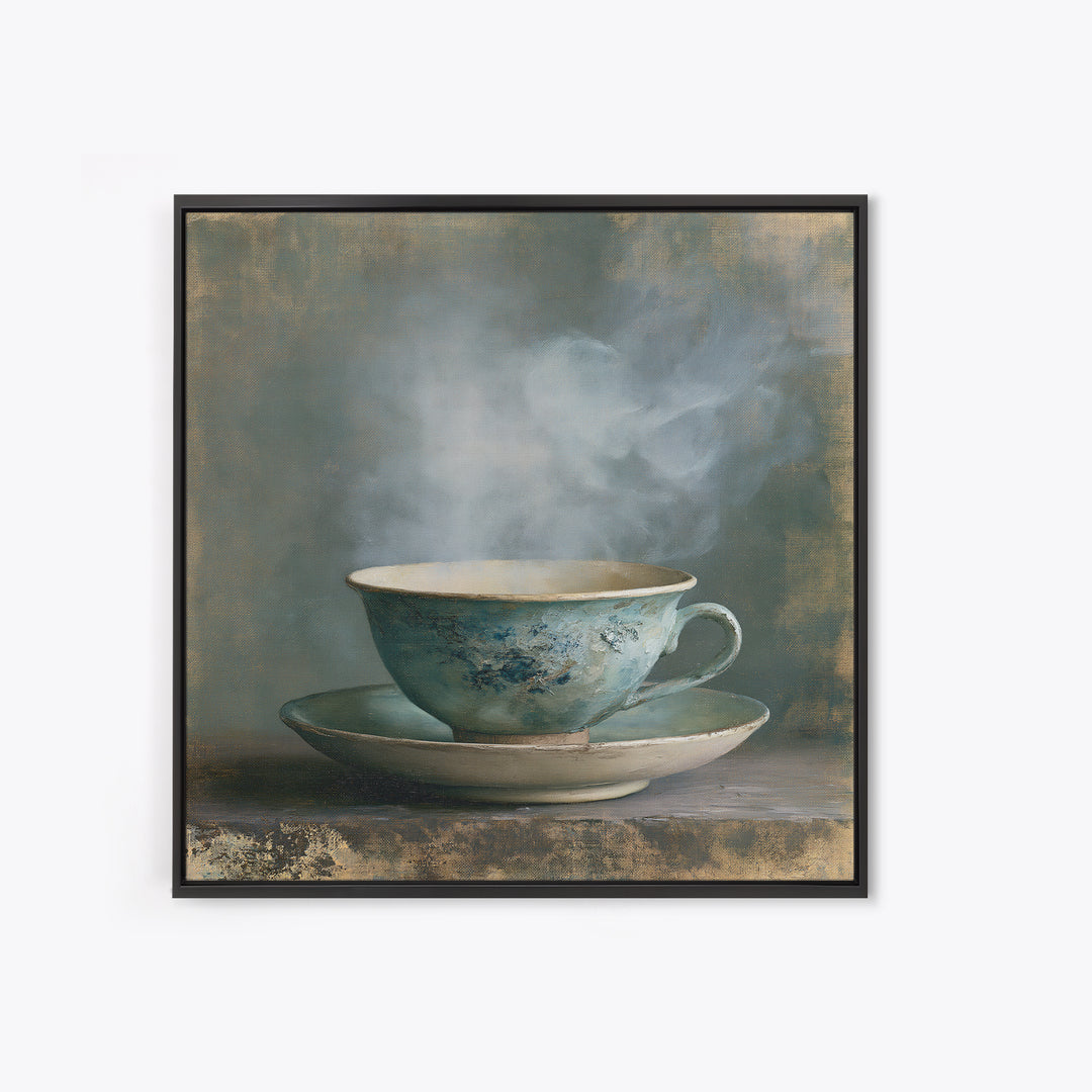 Tea Bowl and Steam Still Life Framed Canvas Print, Spa Art, Esthetician Decor, Spa Decor, Fine Art, Serenity, Room Decor, SPA-1x1-70