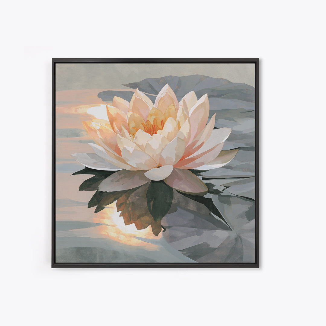 Lotus Flower Floating on Still Pond Canvas Print, Spa Art, Spa Wall Art, Spa Decor, Watercolor Art, Serenity, SPA-1x1-76