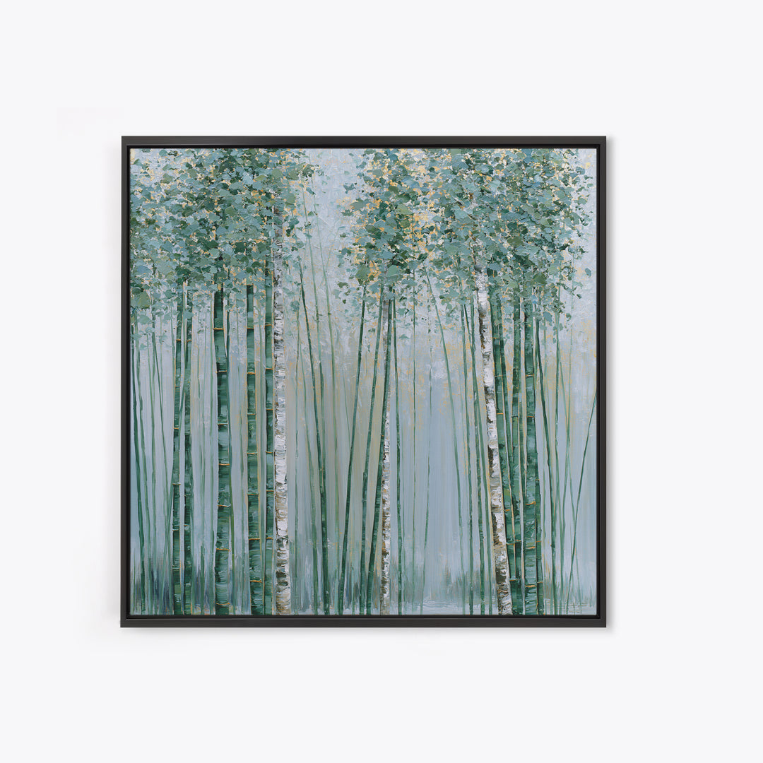 Misty Bamboo Forest Canvas Print, Spa Art, Art, Spa Decor, Serenity, Abstract Print, Minimalist Art, Feminine Wall Art, SPA-1x1-77