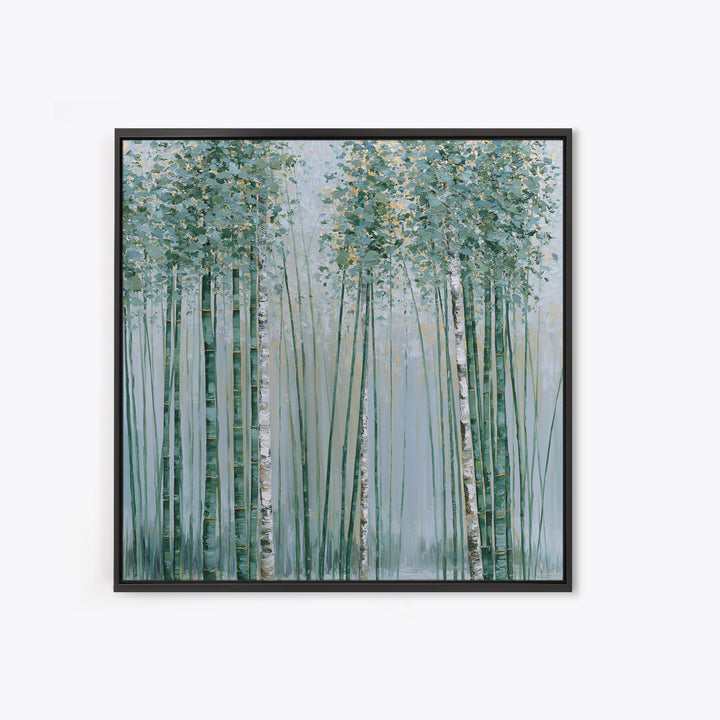 Misty Bamboo Forest Canvas Print, Spa Art, Art, Spa Decor, Serenity, Abstract Print, Minimalist Art, Feminine Wall Art, SPA-1x1-77