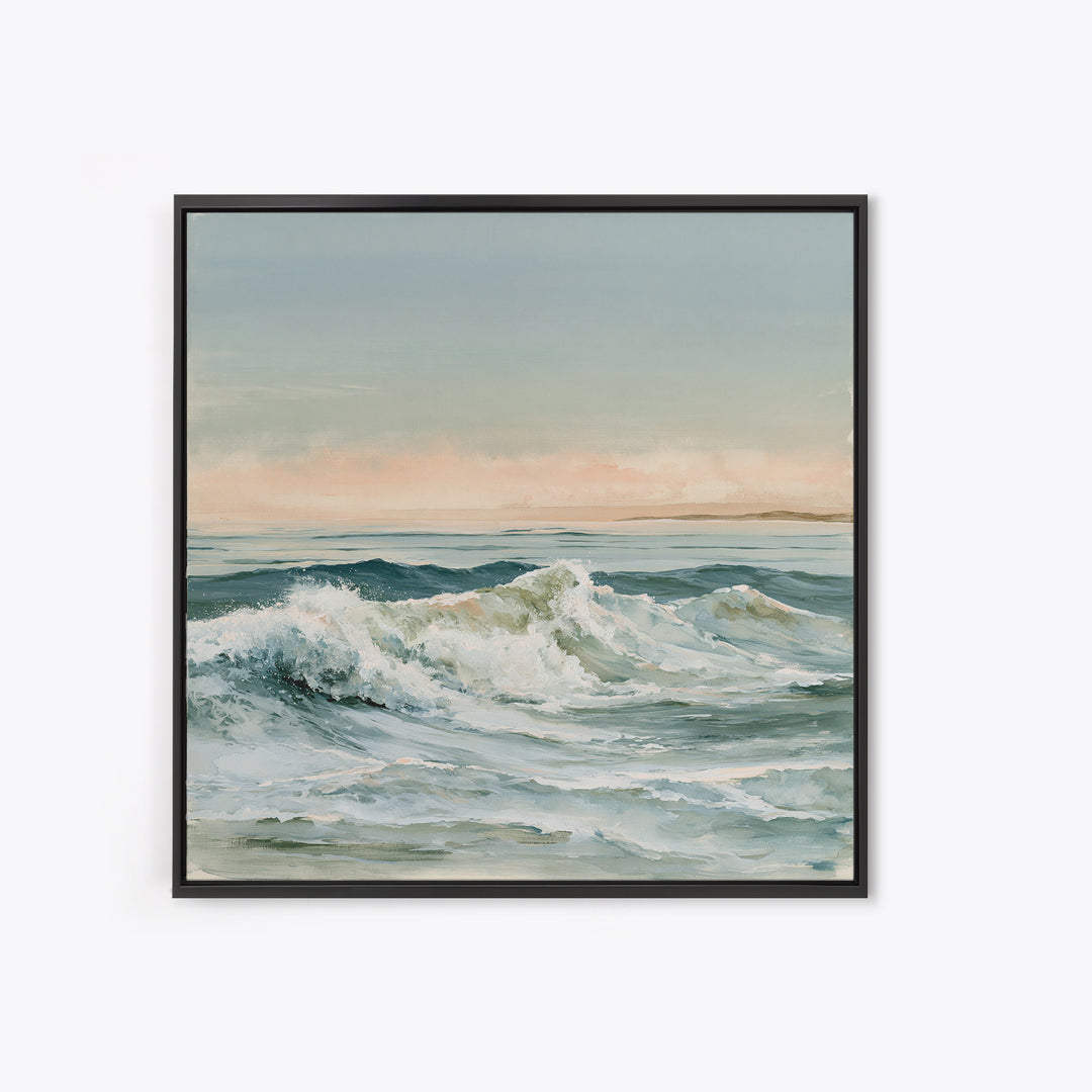 Coastal Horizon in Muted Spa Blues Canvas Print, Spa Art, Boho Decor, Spa Decor, Serenity, Printable Art, Wall Art Print, SPA-1x1-82