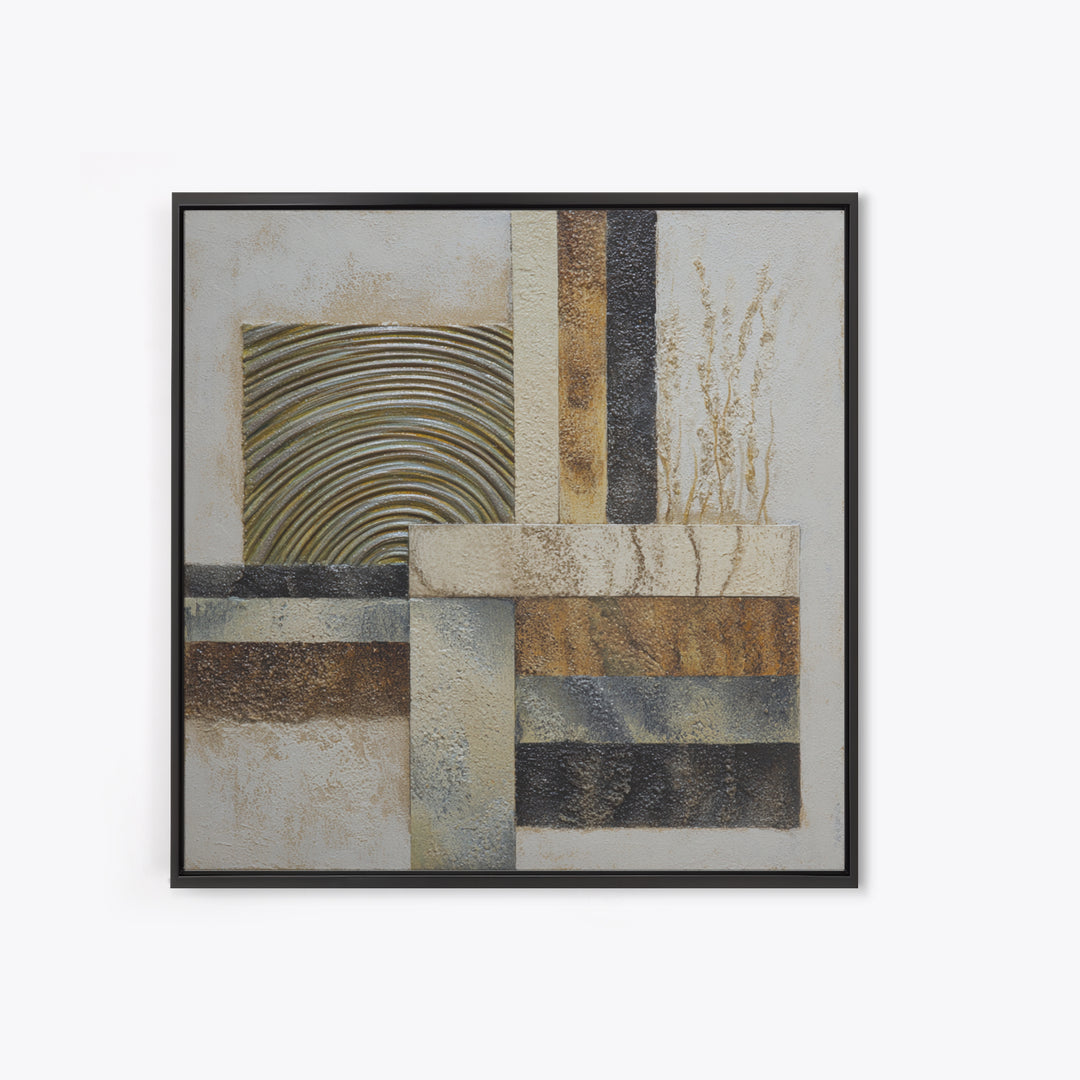 Sage and Ivory Geometric Calm Composition Framed Canvas Print, Spa Art, Wall Art, Spa Decor, Abstract Art, Serenity, SPA-1x1-93