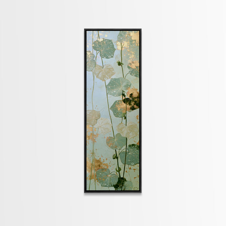 Rain on Leaves Canvas Print, Spa Art, Esthetician Decor, Spa Decor, Fine Art, Serenity, Room Decor, Textured Painting, SPA-1x3-100