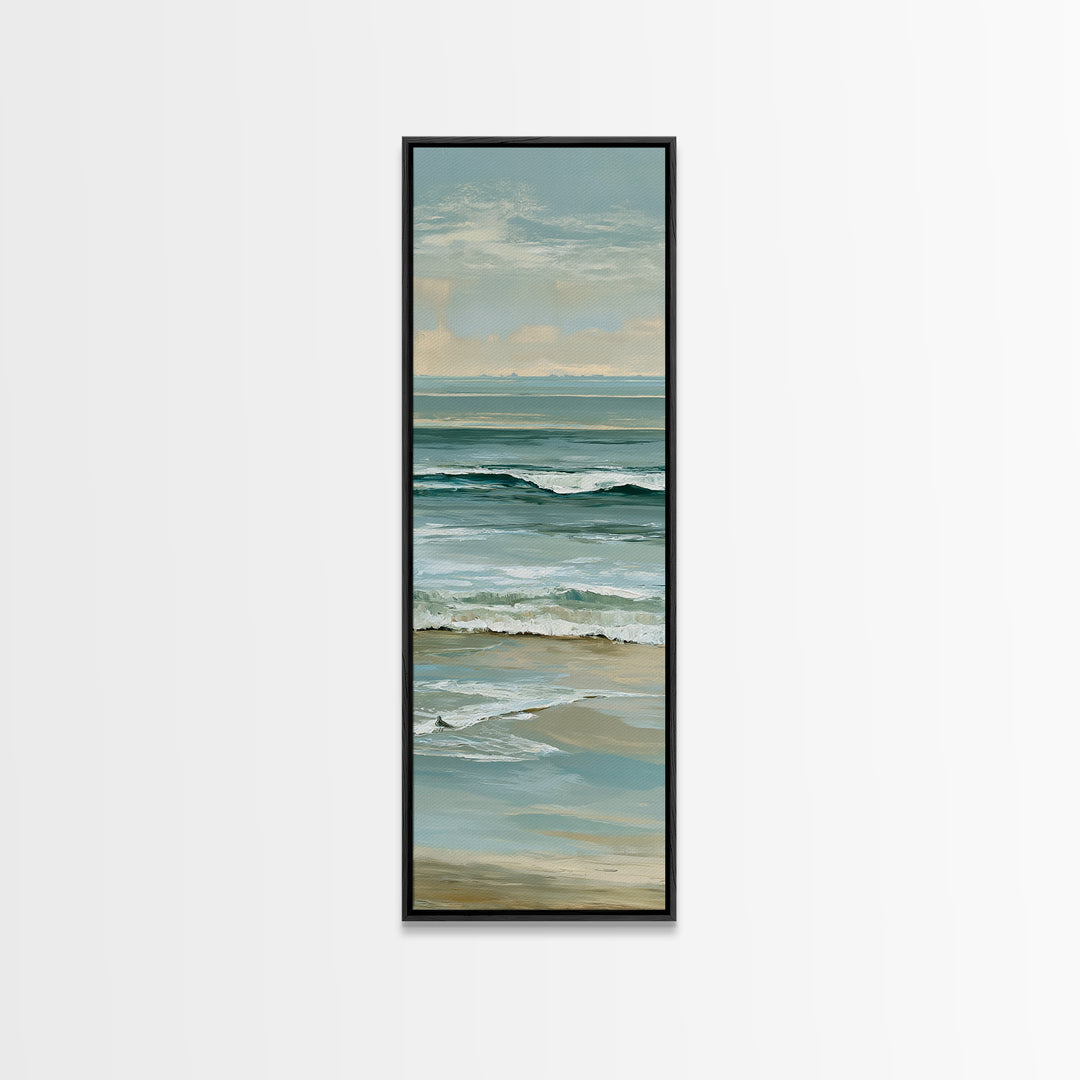 Coastal Horizon in Muted Spa Blues Canvas Print, Spa Art, Esthetician Decor, Spa Decor, Oil Painting, Serenity, Room Decor, SPA-1x3-22