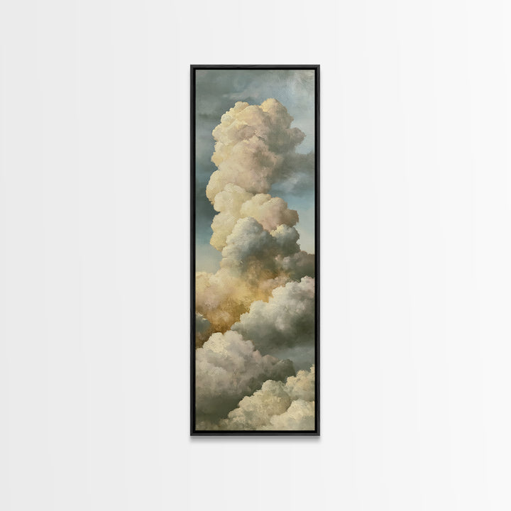 Soft Cloudscape in Cream and Sage Canvas Print, Spa Art, Travel Poster, Spa Decor, Fine Art, Serenity, Salon Decor, City Art, SPA-1x3-25