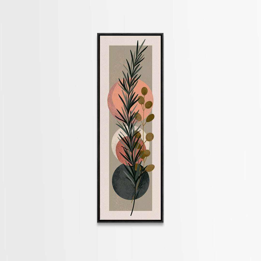 Botanical Herbal Arrangement Canvas Print, Spa Art, Tarot Card Art, Spa Decor, Watercolor Art, Serenity, Textured Painting, SPA-1x3-26