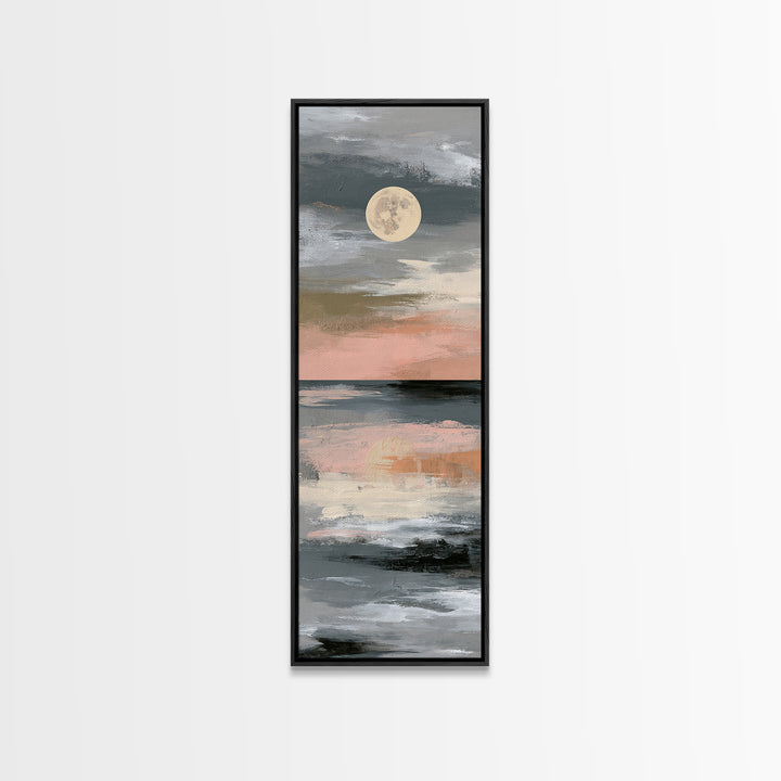 Moonlit Lake Reflection Canvas Print, Spa Art, Abstract, Spa Decor, Watercolor Art, Serenity, City Art, Spa Wall Art, SPA-1x3-35
