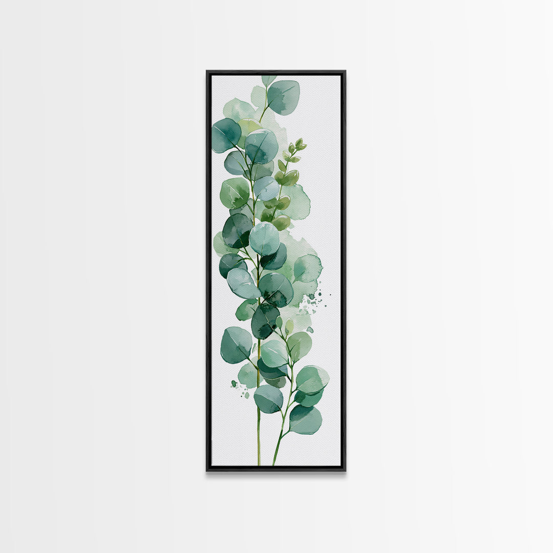 Eucalyptus Branch in Soft Green Watercolor Canvas Print, Spa Art, Fine Art Photography, Spa Decor, Oil Painting, Serenity, SPA-1x3-39