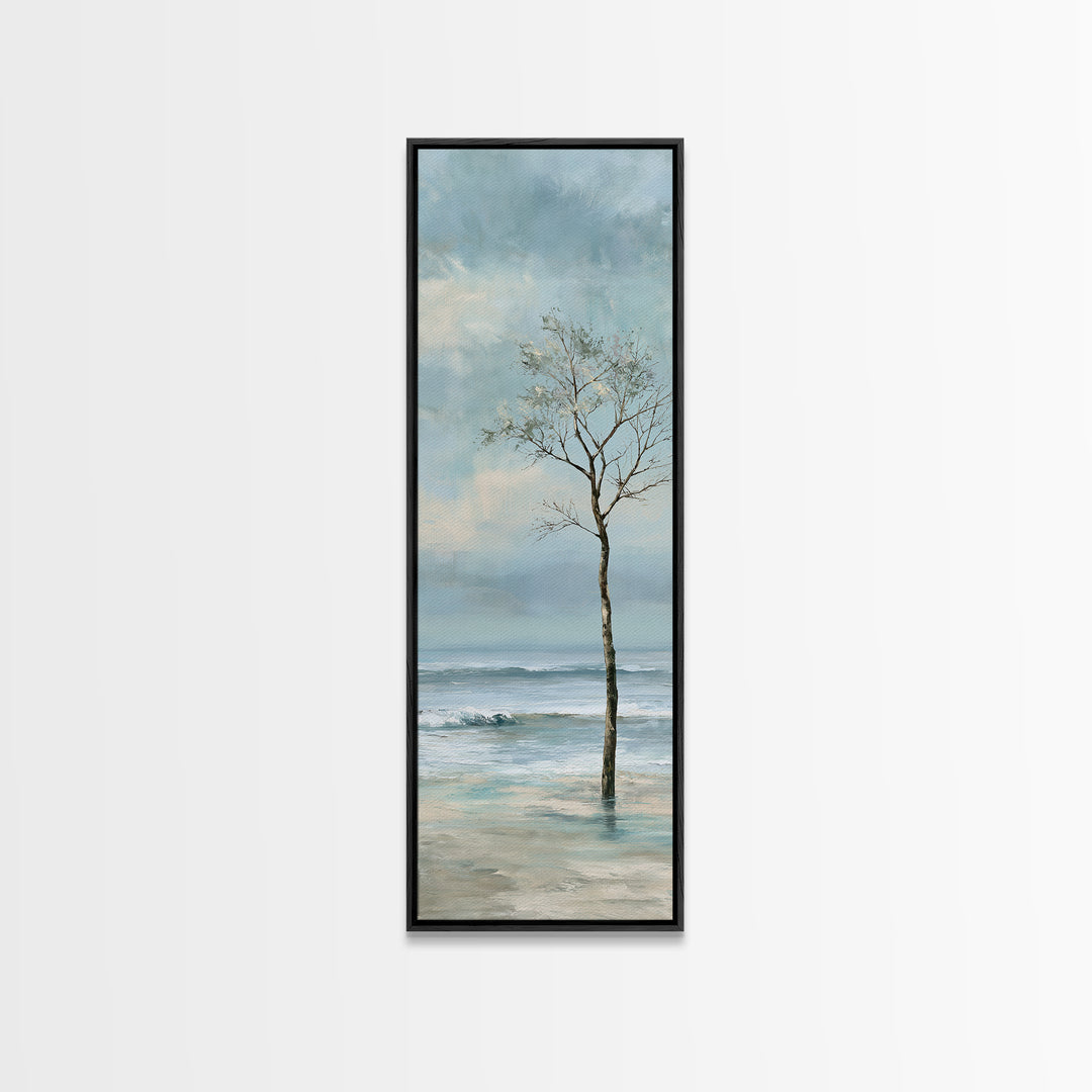 Coastal Horizon in Muted Spa Blues Framed Canvas Print, Spa Art, Modern Decor, Spa Decor, Fine Art, Serenity, Wall Decor, SPA-1x3-46