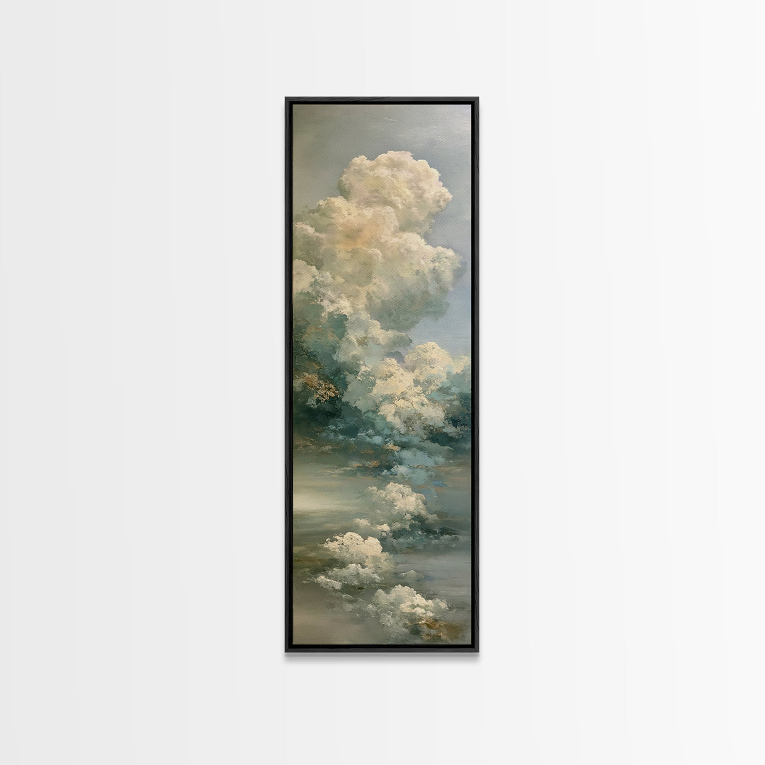 Soft Cloudscape in Cream and Sage Canvas Print, Spa Art, Modern Decor, Spa Decor, Fine Art, Serenity, Wall Decor, SPA-1x3-49