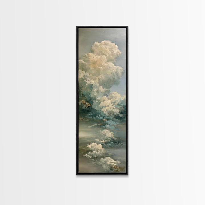 Soft Cloudscape in Cream and Sage Canvas Print, Spa Art, Modern Decor, Spa Decor, Fine Art, Serenity, Wall Decor, SPA-1x3-49