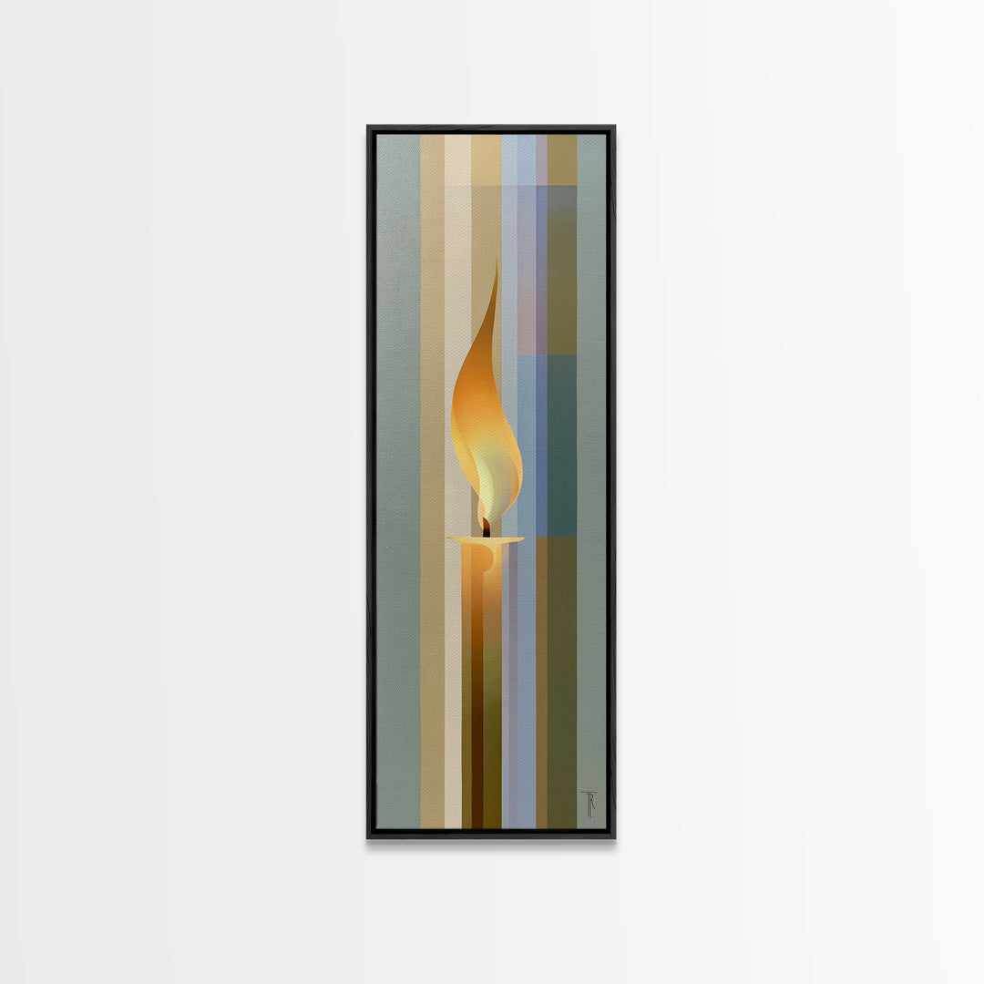 Warm Candle Flame Framed Canvas Print, Spa Art, Wall Art, Spa Decor, Oil Painting, Serenity, Dog Wall Art, Abstract Print, SPA-1x3-69