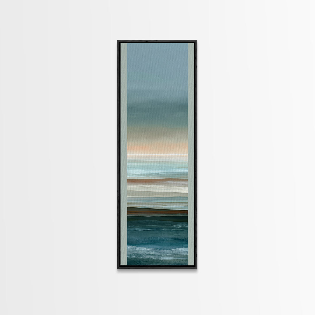 Coastal Horizon in Muted Spa Blues Framed Canvas Print, Spa Art, Modern Decor, Spa Decor, Fine Art, Serenity, Wall Decor, SPA-1x3-70