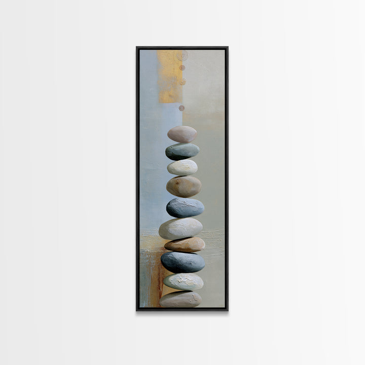 Pebble Texture Abstract Framed Canvas Print, Spa Art, Neutral Decor, Spa Decor, Fine Art, Serenity, Home Decor, Wall Decor, SPA-1x3-75