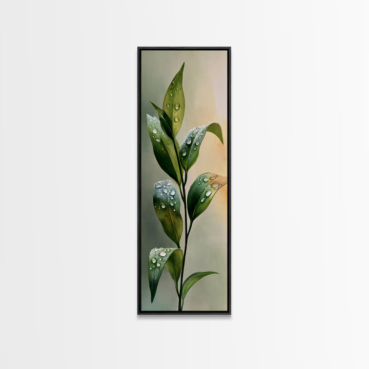 Rain on Leaves Framed Canvas Print, Spa Art, Dog Groomer Gifts, Spa Decor, Oil Painting, Serenity, Fine Art Print, SPA-1x3-76