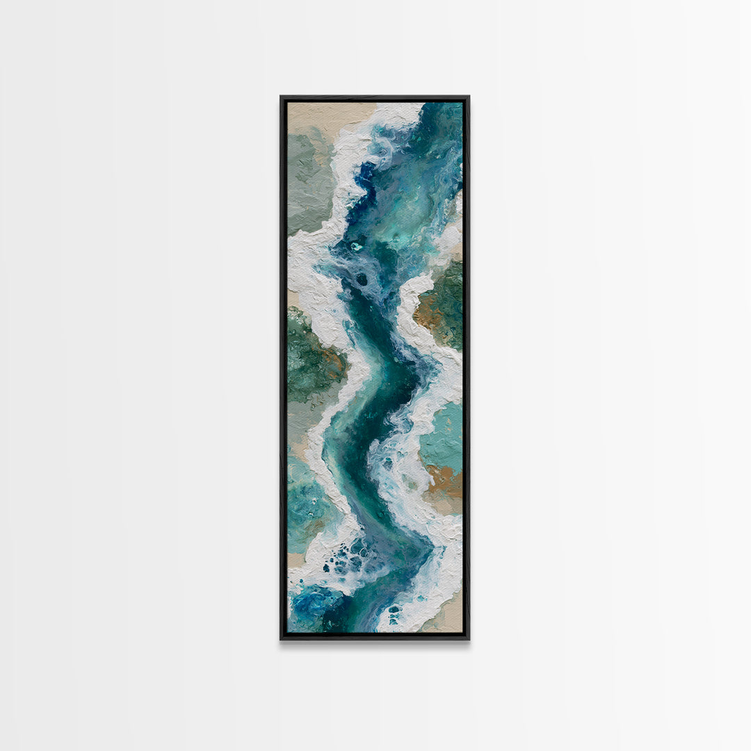 Blue Lagoon Water Seen from Above Framed Canvas Print, Spa Art, Minimalist Decor, Spa Decor, Fine Art, Serenity, SPA-1x3-8