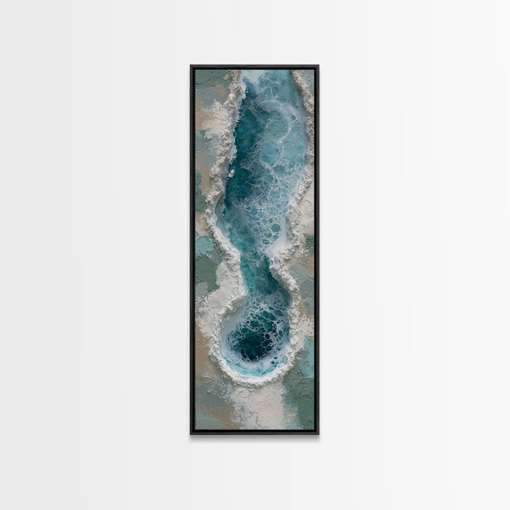 Blue Lagoon Water Seen from Above Framed Canvas Print, Spa Art, Salon Decor, Spa Decor, Fine Art, Serenity, Statement Artwork, SPA-1x3-80